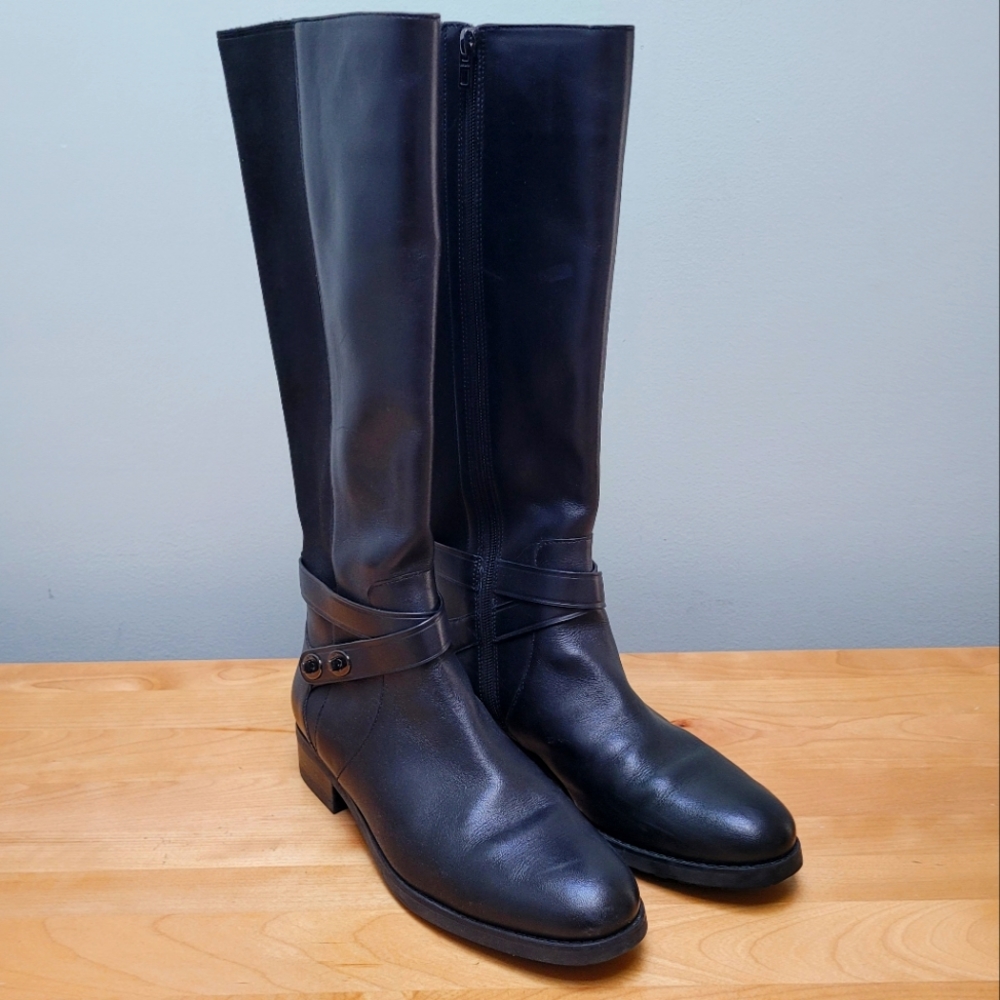 Coach Black Leather Knee-High Riding Boots